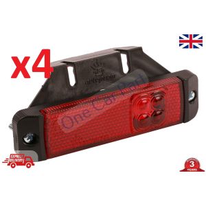 4x LED Side Outline RED Marker Lights Truck Trailer Krone Tipper Bus bracket