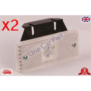 2x 24v LED White Side Marker Light Indicator Trailer Truck Lorry Van E Marked