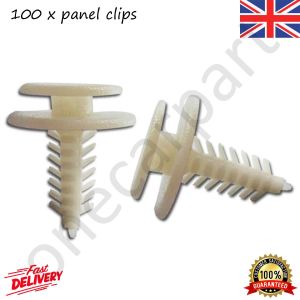 100 x White Plastic Door Interior Trim Panel Clips For Renault Bipper, Tepee