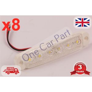 8x 6 Leds Truck Side Marker Indicator Light Lamp 12v White Clear E Marked