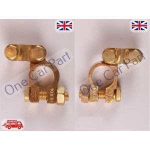 2 x 12V Car Battery Terminals Clamps Connectors Heavy Duty Brass Bolts + / - HQ