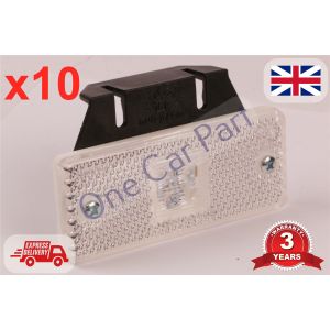 10x 24v LED Clear Side Marker Light Indicator Trailer Truck Bracket E Marked