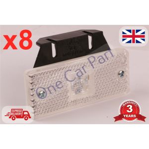 8x 24v LED White Side Marker Light Indicator Trailer Truck Lorry Van E Marked