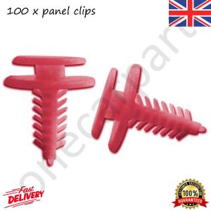 100 x Red Plastic Door Interior Trim Panel Clips For Renault Bipper, Tepee