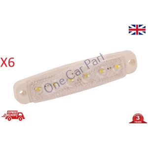 6x 12V SMD 6 LED White Clear SIDE MARKER LIGHT POSITION TRUCK TRAILER Quality