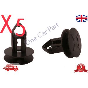 5x 8mm Push Fit Plastic Clips- Renault Kadjar Grille & Wheel Arch Lining Clips
