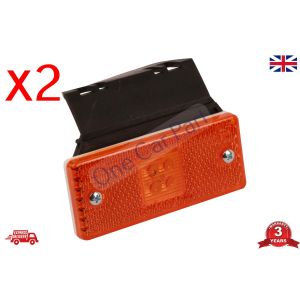 2x 24v LED Amber Side Marker Light Indicator Trailer Truck with Bracket