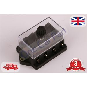 4 Way Circuit Standard / Mini Blade Fuse Box / Holder Universal With Cover New
