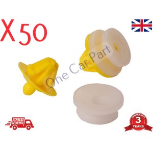 50x RENAULT TRAFIC DOOR CARD PANEL TRIM CLIP INTERIOR MK2 TRAFFIC Yellow PLASTIC