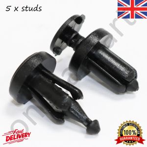 5 Panel Screw Studs Expander Grip Pins in Black For Dacia, Fiat, Renault, Smart