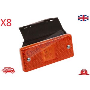 8x 24v LED Orange Side Marker Light Indicator Trailer Truck Lorry Van E Marked